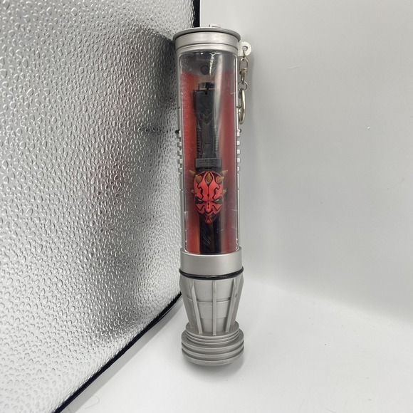 Vintage 1999 Star Wars Darth Maul LCD Watch Lightsaber Case Collectible - Picture 1 of 10